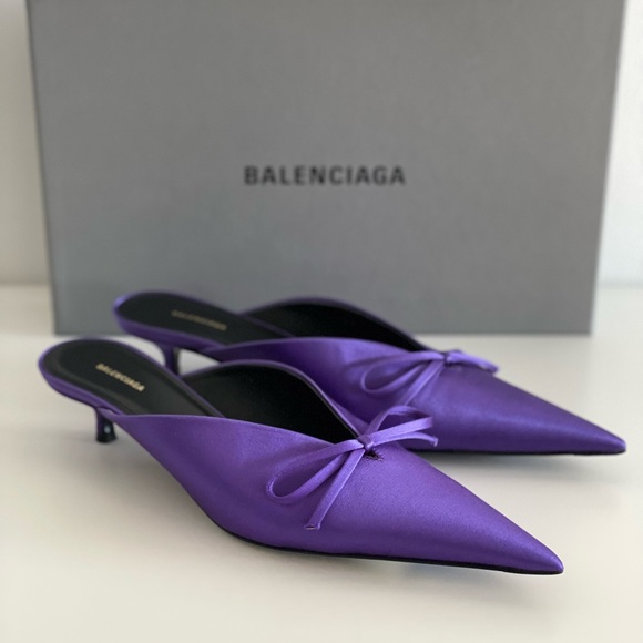 Balenciaga Shoes - Balenciaga Knife satin Mules 36